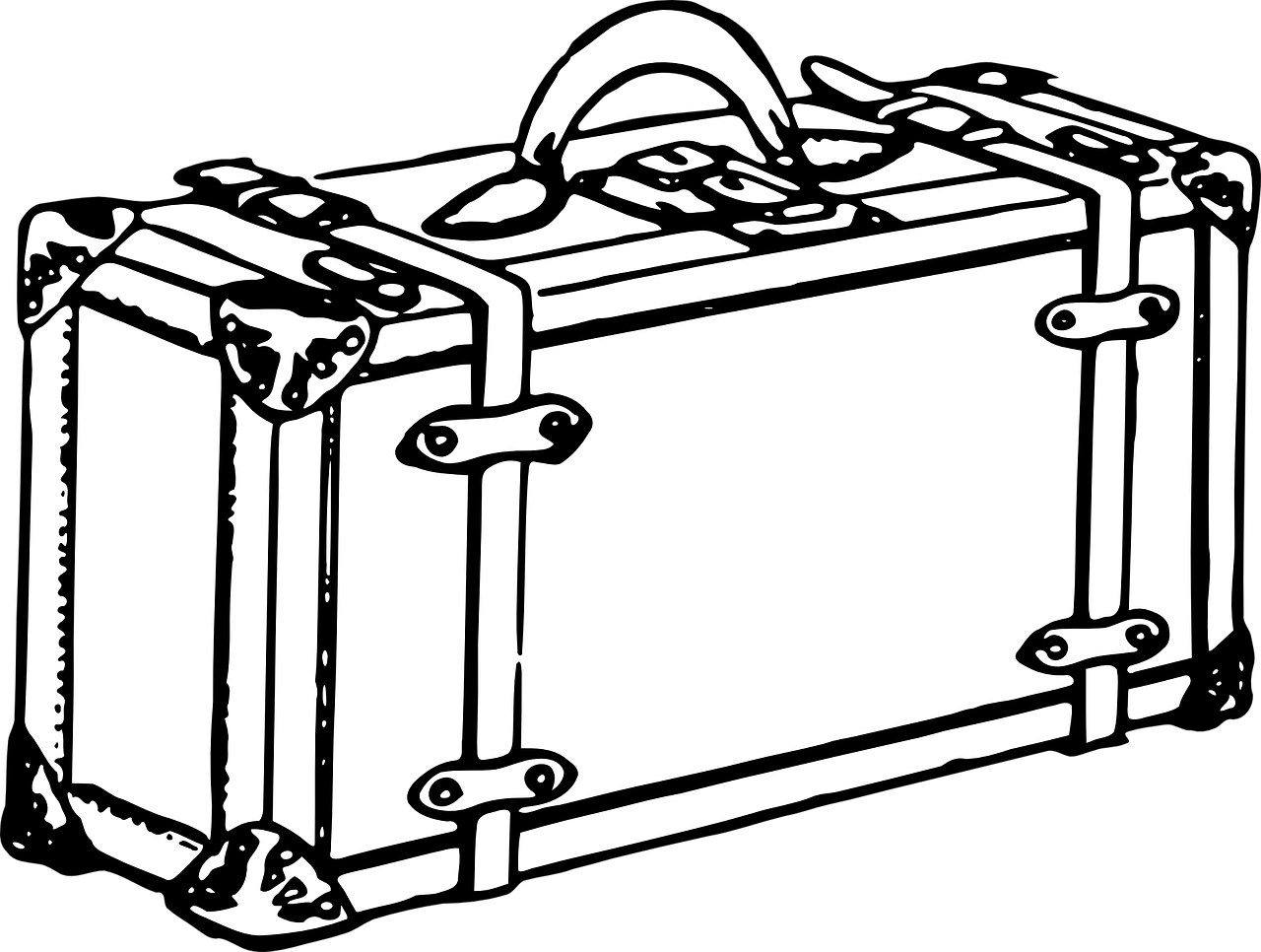 Vintage Suitcase Line Drawing (1280x966)