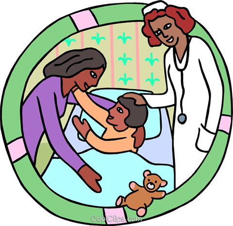 Mother And Child With Nurse Royalty Free Vector Clip - Child Health Care Clip Art (480x467)