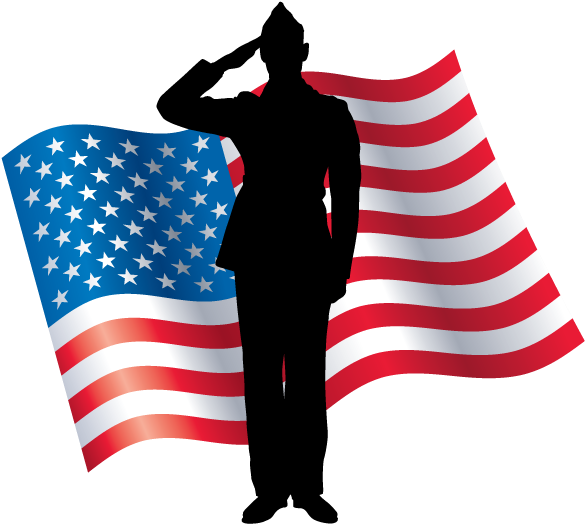 Graphic Of A Soldier Saluting With An American Flag - American Veteran Clip Art (611x545)