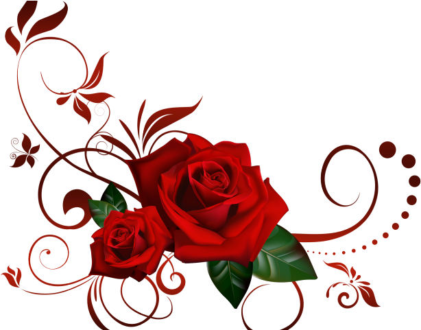 Rose Clipart Clear Background - Red Flowers Png Corner (640x480)