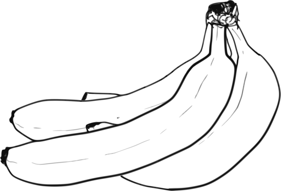 Banana Pudding Line Art Drawing Computer Icons - Bananas Black And White Clip Art (1105x750)