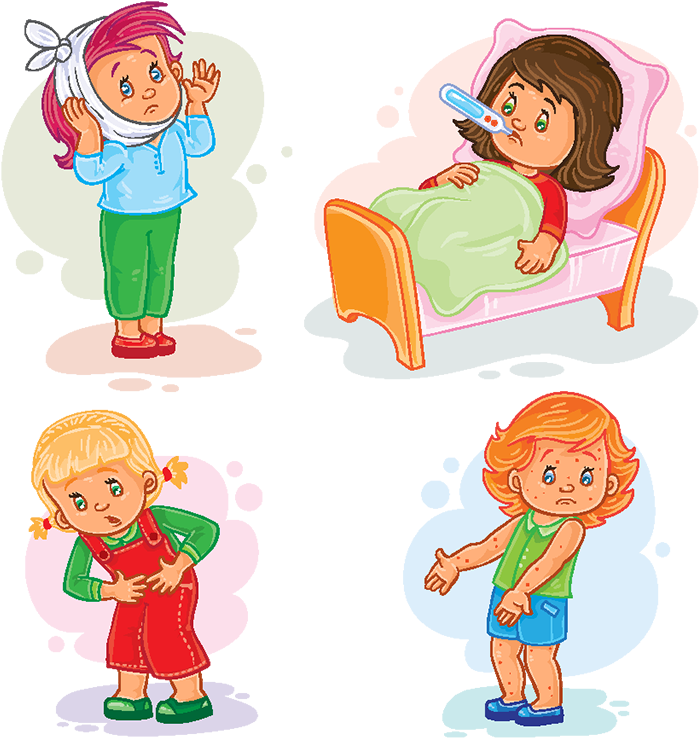 Set Icons Little Girl Sick, Fever, Young, Boy Png And - Sick Vector (800x800)