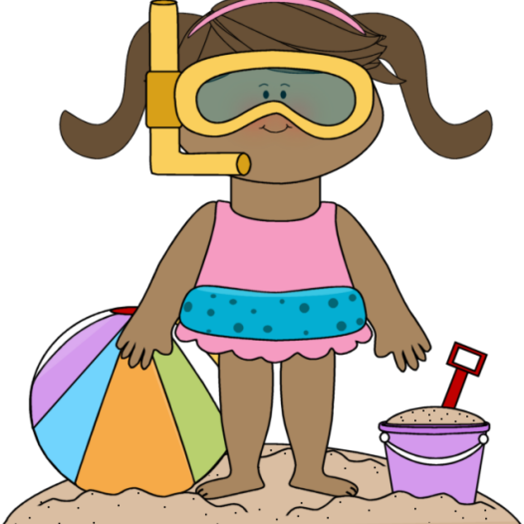 Kids Summer Clipart Summer Kids Clip Art Summer Kids - Girl At The Beach Clip Art (1024x1024)