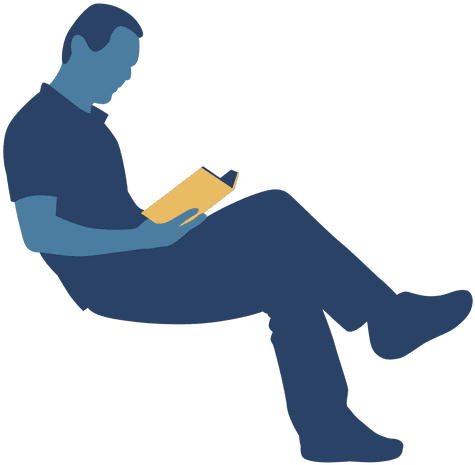 Reading Transparent Vector Stock - Transparent Blue Silhouette Sitting (512x512)