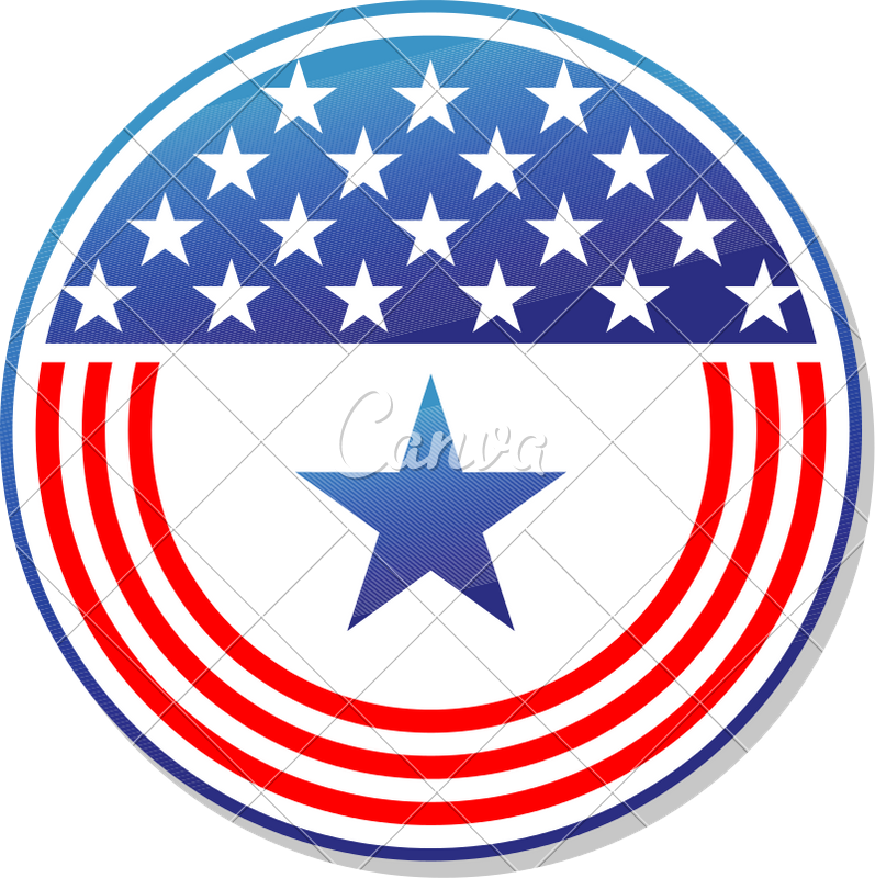 Patriotic American Stars And Stripes Button - Amscan Stars & Stripes Dinner Plates (10) (797x800)