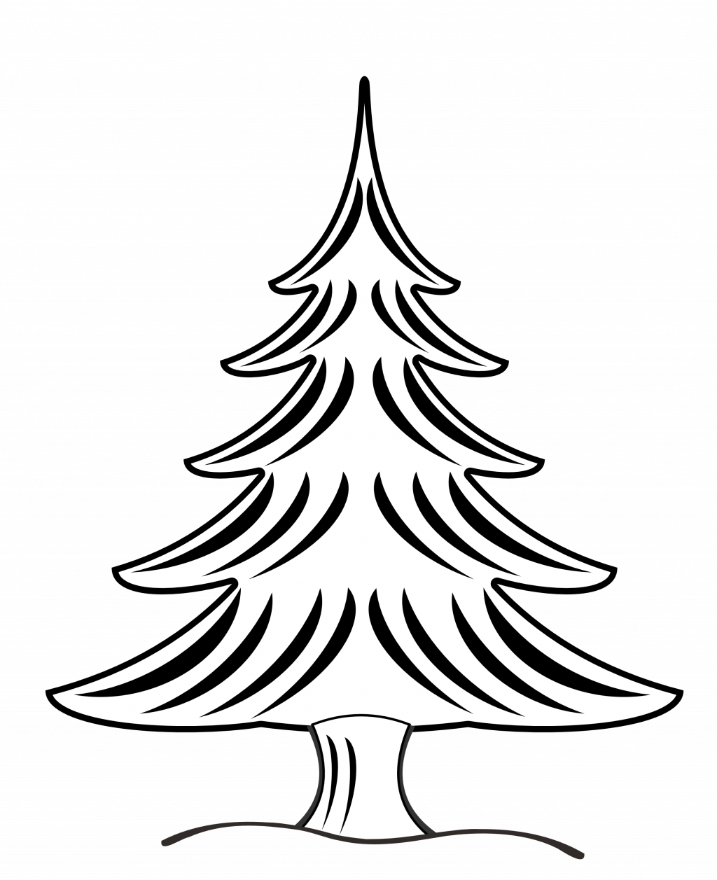 Large Size Of Christmas Tree - Vector Art Black And White Christmas Tree (1024x1257)