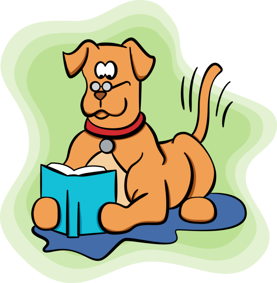 Cartoon Dog Reading Clipart Dog Paw Clip Art - Dog Reading Cartoon (900x919)