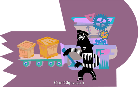 Figure Moving Goods Along Conveyer Belt Royalty Free - Illustration (480x303)