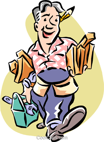 Man Moving Lumber Royalty Free Vector Clip Art Illustration - House (351x480)