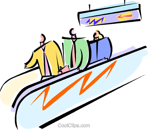 Standing On A Moving Sidewalk Royalty Free Vector Clip - Clip Art (480x422)