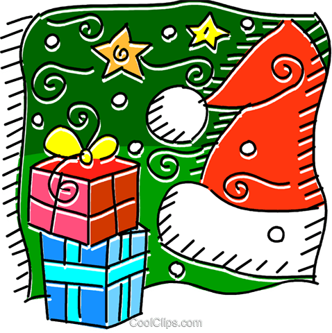Christmas Gifts And Santa's Hat Royalty Free Vector - Gift (478x480)