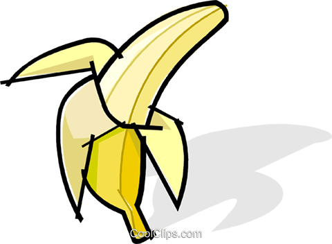 Peeled Banana Royalty Free Vector Clip Art Illustration - Peeling Banana Clip Art (480x352)
