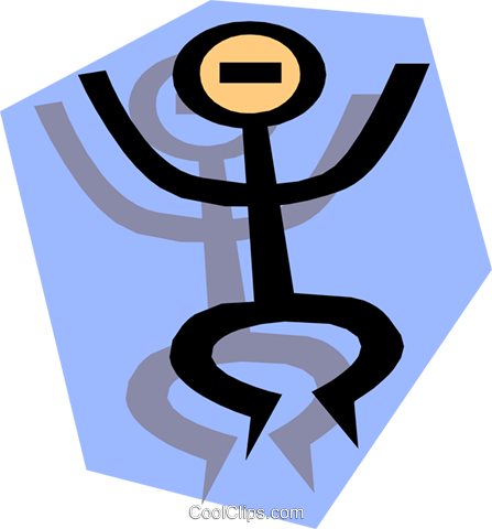 Stickman On Blue Shape Royalty Free Vector Clip Art - Clip Art (447x480)