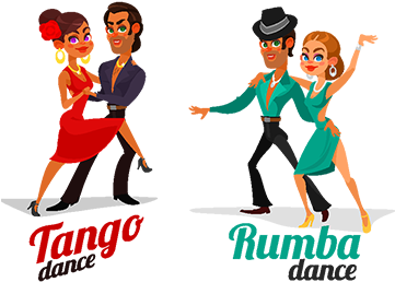 Vector Cartoon Of A Couples Dancing Tango And Rumba, - Rumba Cartoon (360x360)