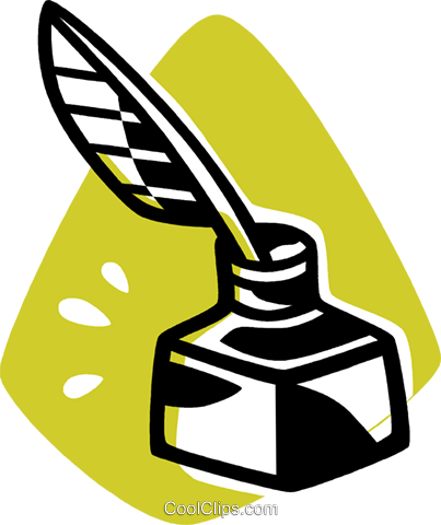 Ink Well And Quill Pen Royalty Free Vector Clip Art - Ink (403x480)
