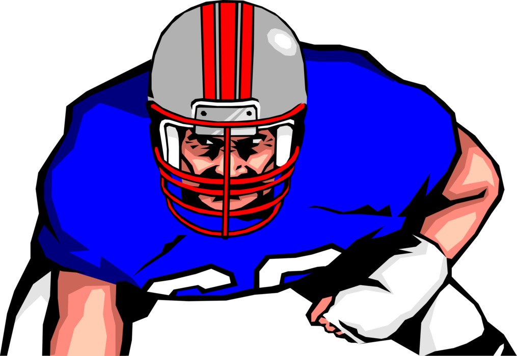 Vector Illustration Of Football Player Ready To Kick - Defensive Lineman Clip Art (1015x700)
