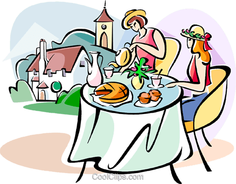 English Women Having Breakfast Royalty Free Vector - Café Da Manhã Clipart (480x374)