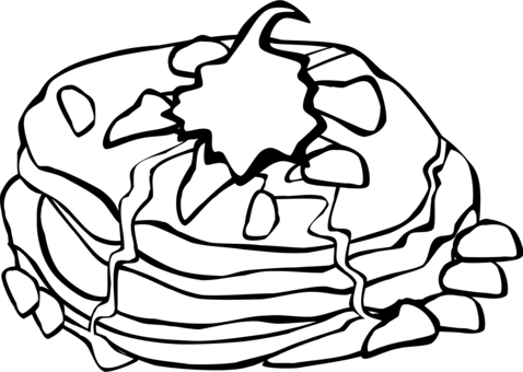 Breakfast Pancake Coloring Book Food Group - Food Coloring Pages Hd (478x340)