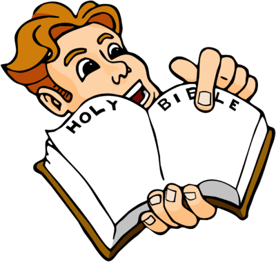 Image Excited Man Pointing To Page In Bible Bible Clip - Leer La Biblia Gif (400x380)