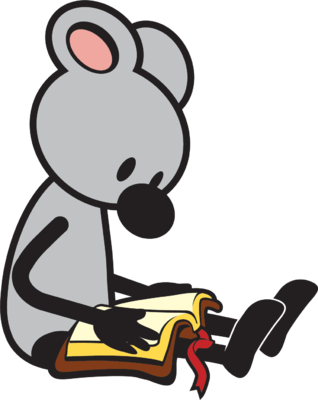 Image - Mouse Reading Clipart (318x400)