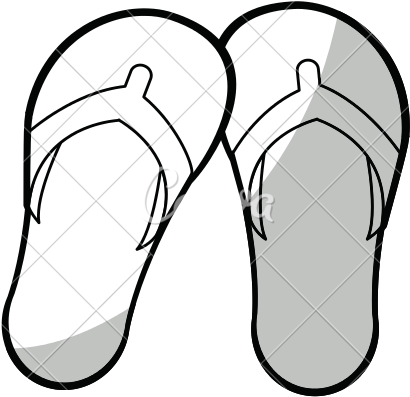 Flip Flops Black White Clip Art - Flip-flops (550x550)