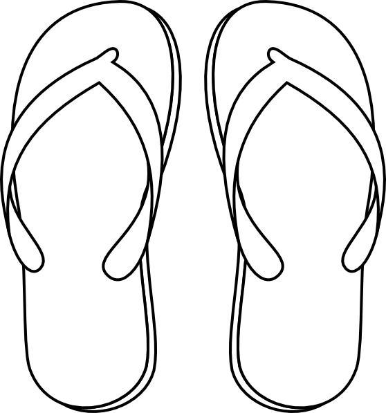 Drawing Of A Flip Flop - Flip Flops Black And White (558x597)