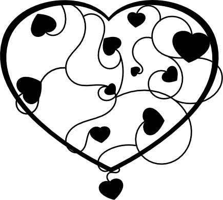 Double Heart Clipart Black And - Black And White Hearts (435x390)