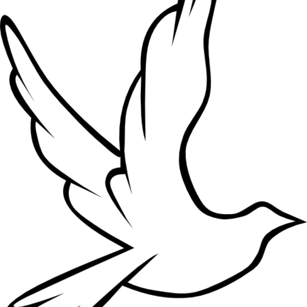 Dove Images Clip Art Christian Symbol Black Line Art - Bird Flying Clipart Black And White (1024x1024)