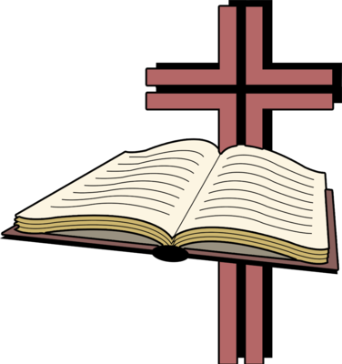 Image Open Bible Before A Cross Image - Open Bible With Cross (376x400)