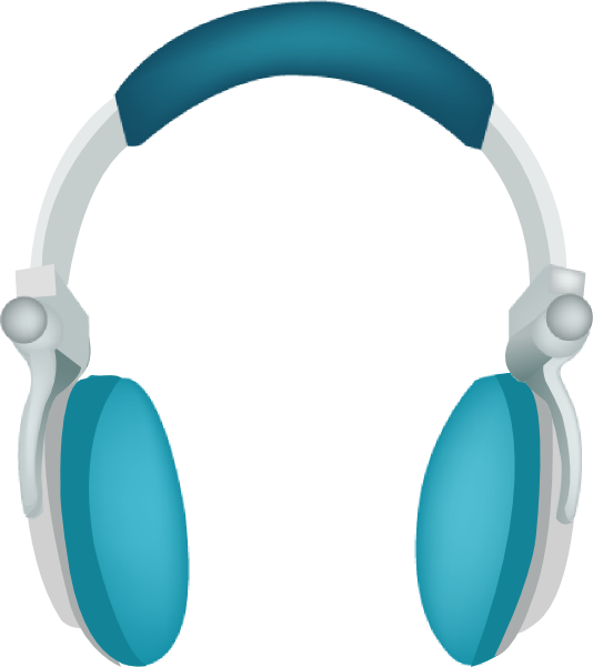 Blue Headphones Clipart (534x601)