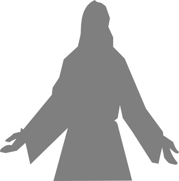 Gray Silhouette Clip Art - Silhouette Of Jesus Png (588x595)