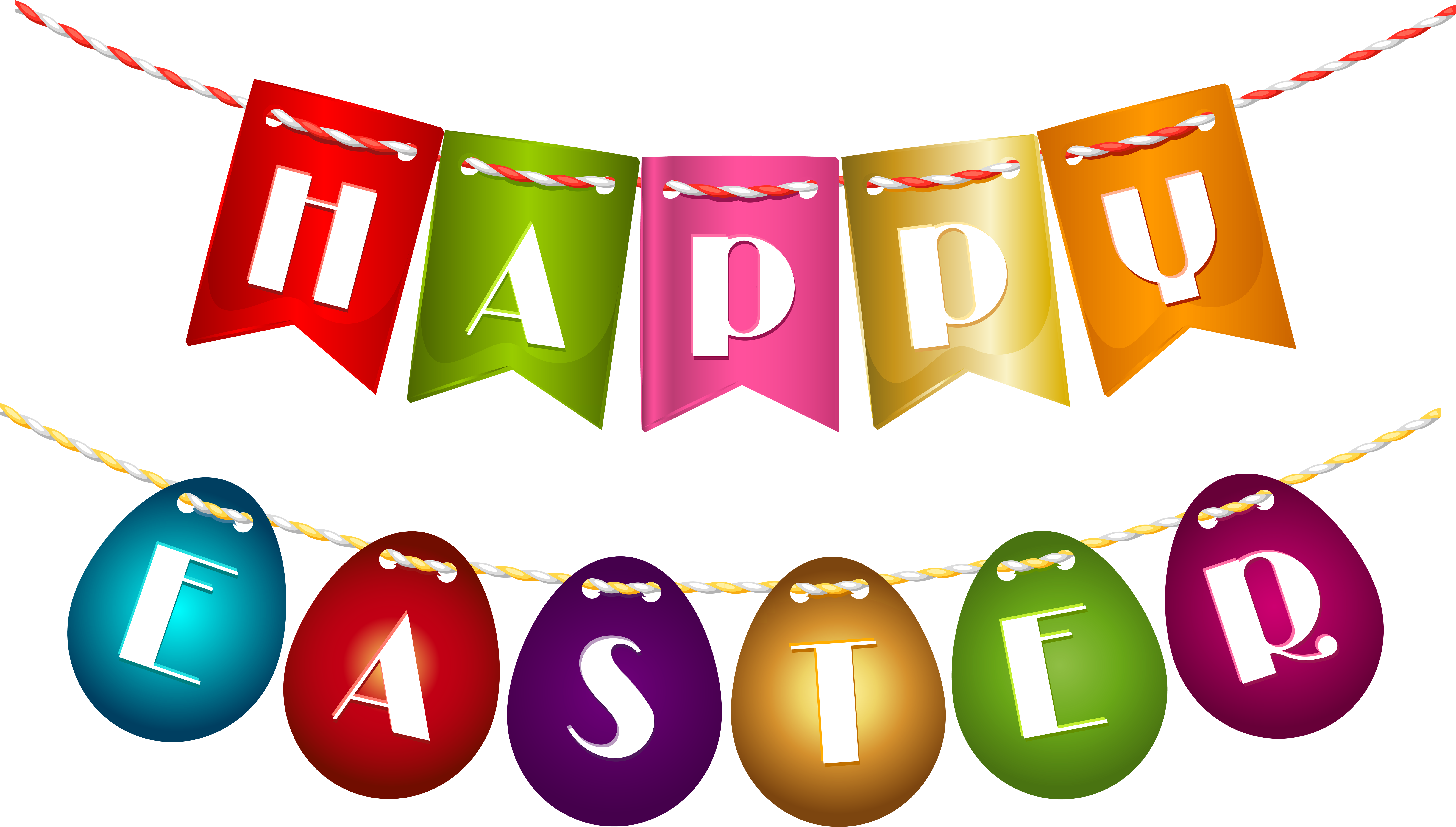 Happy Easter Streamer Png Clip Art Image - Banner Happy Easter Sign Clipart (8000x4542)