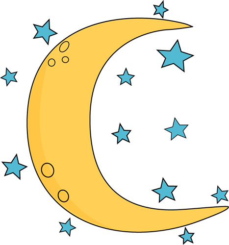 Crescent Moon And Stars Clip Art - Moon And Stars Clip Art (467x500)