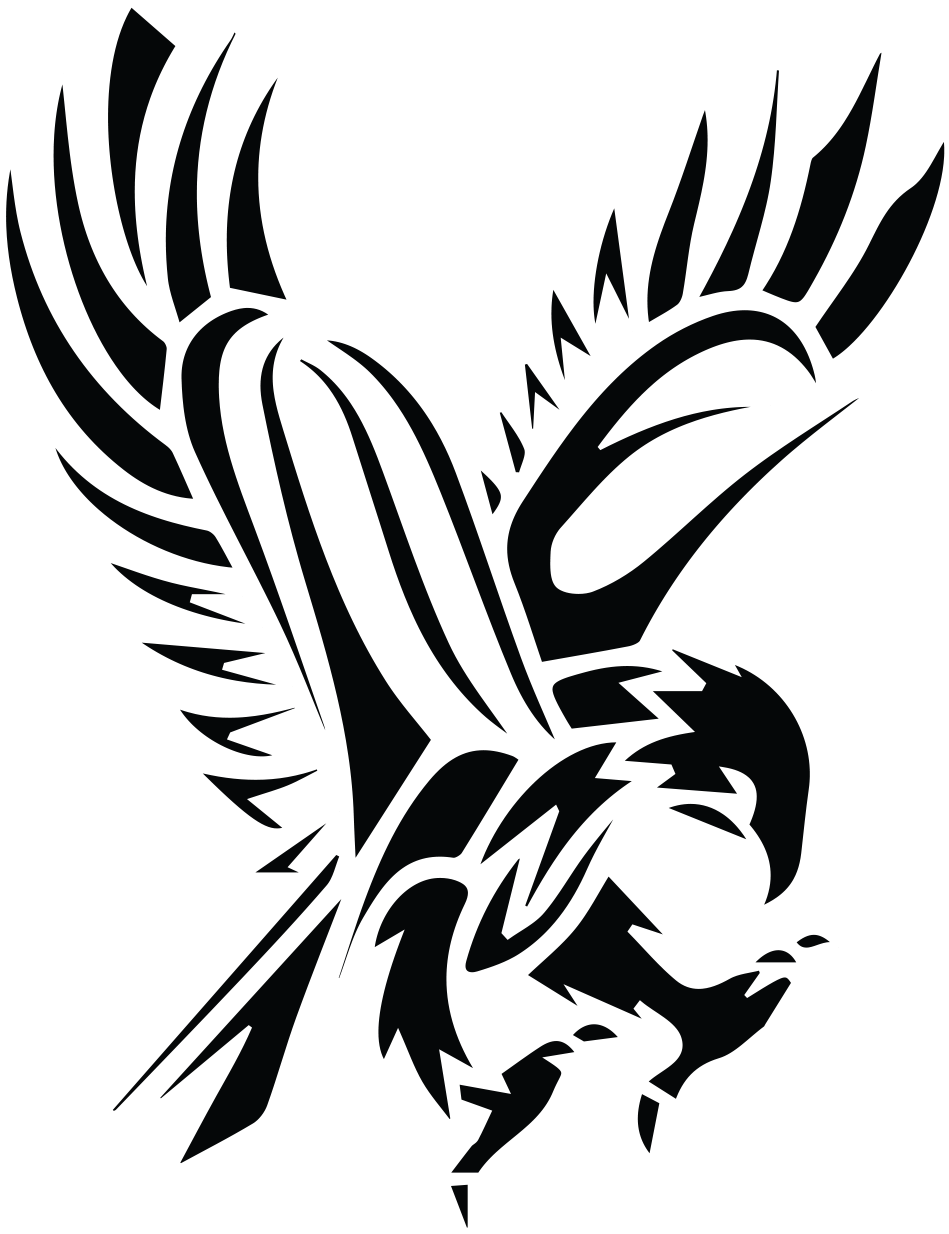Black Tribal Flying Hawk Tattoo Stencil - North Dakota Fighting Hawks (982x1251)