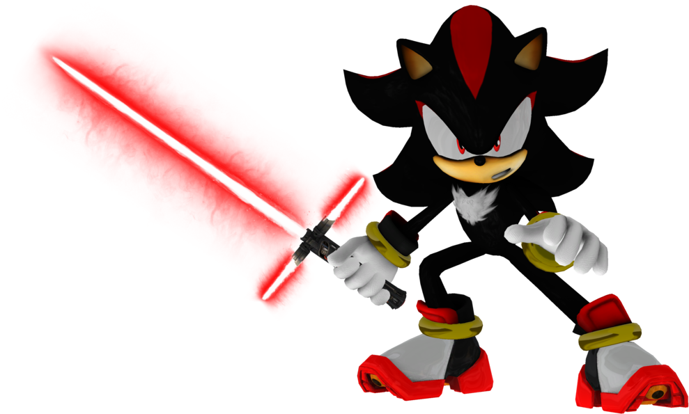 Shadow With The Red Lightsaber By Oscar050 - Shadow The Hedgehog With A Lightsaber (1233x648)
