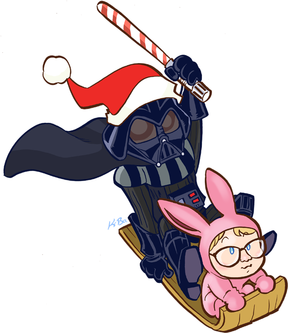 Santa Vader And Ralphie By Kevinbolk - Cartoon (600x692)