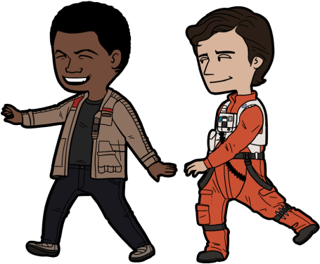 Stormpilot Finnpoe Poe Dameron Finn Fn-2187 Star Wars - Cartoon (500x409)