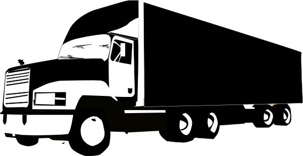 Truck Silhouette 2 Clip Art - Truck And Trailer Silhouette (600x309)