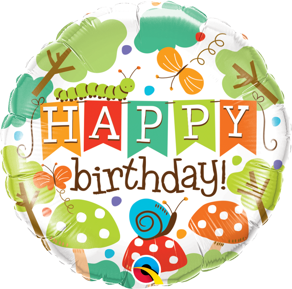 'happy Birthday ' Garden Creatures Foil Balloon - Happy Birthday Banner (1020x1008)