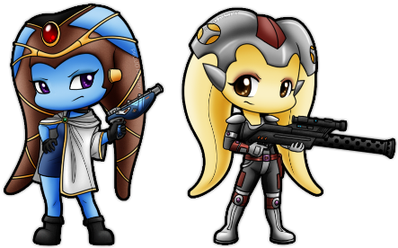 Twi'lek Kopri And Teff'ith Star Wars By Aliens Of Star - Chibi Female Star Wars (450x283)