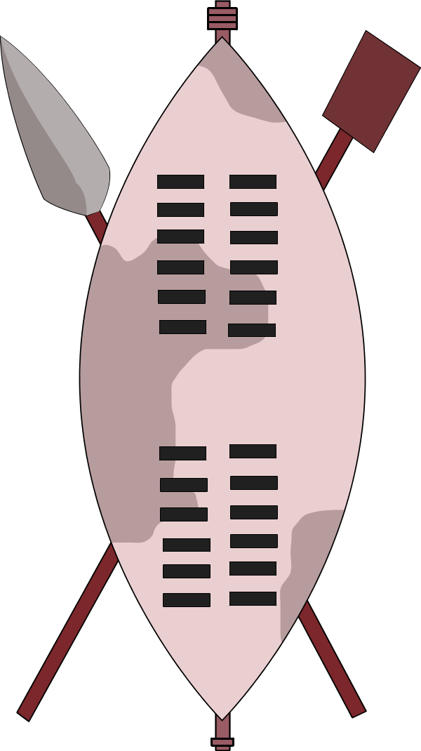 Military Vector Art - Zulu Shield And Spear (600x1070)