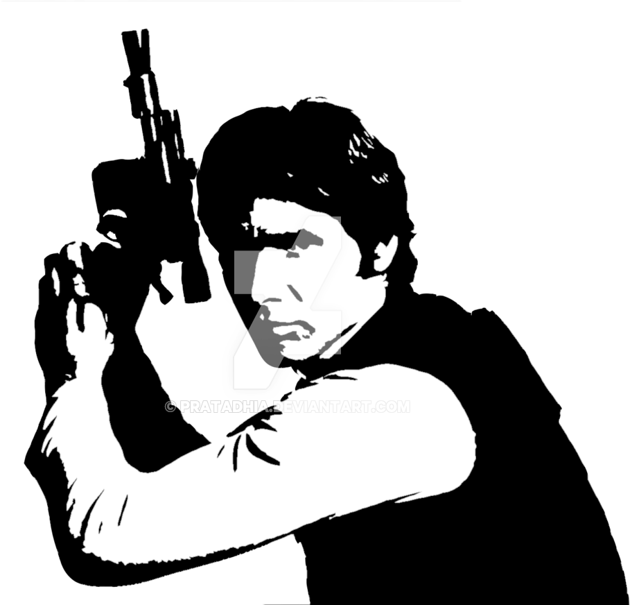 Han Solo, Single Layer Stencil By Pratadhia - Han Solo Black And White (1024x871)