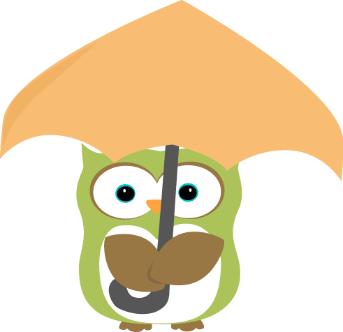 Owl Under Umbrella Clip Art - Umbrella Owl Clipart (491x476)