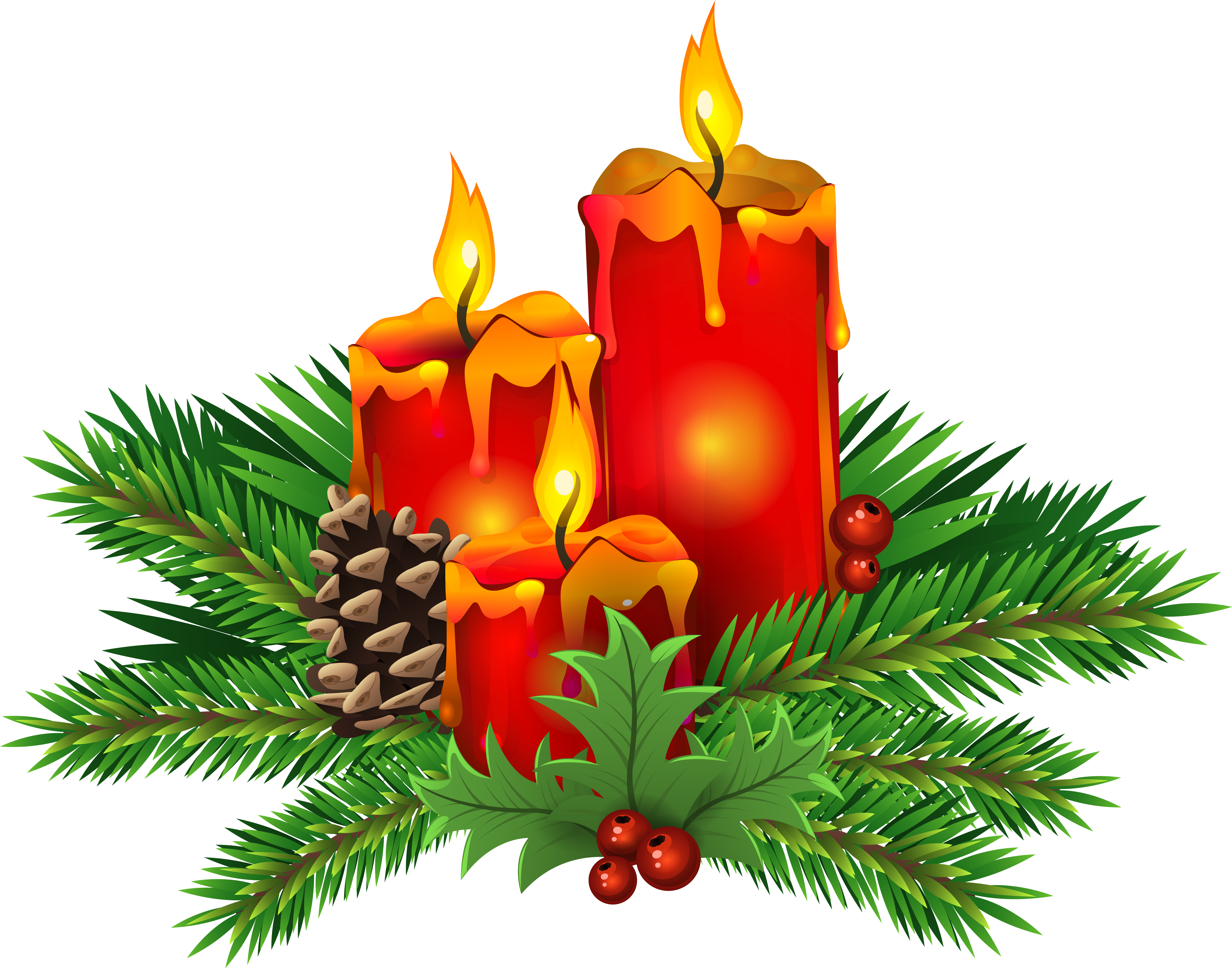 Christmas Candles Png Clip Art Image - Christmas Candle Clipart Free (7183x5700)
