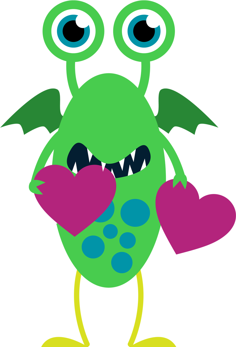 Happy Monster Clipart Panda Free Images - Valentines Clip Art Monsters (848x1200)