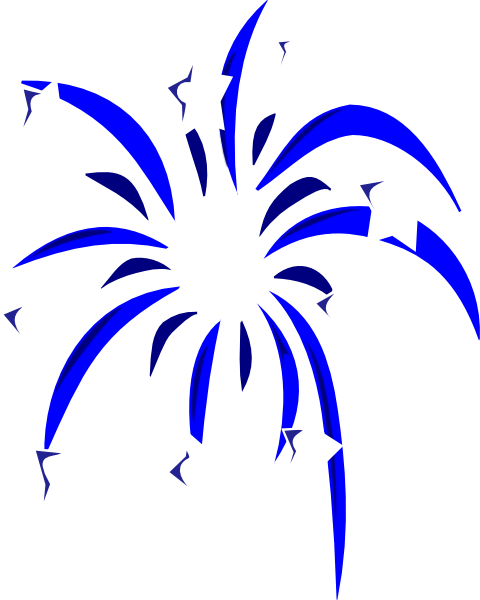 Blue Fireworks With White Stars Clip Art - Free Patriotic Clip Art (480x600)