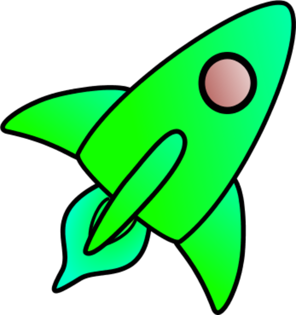 Flying Rocket Clipart - Green Rocket Clipart (600x640)