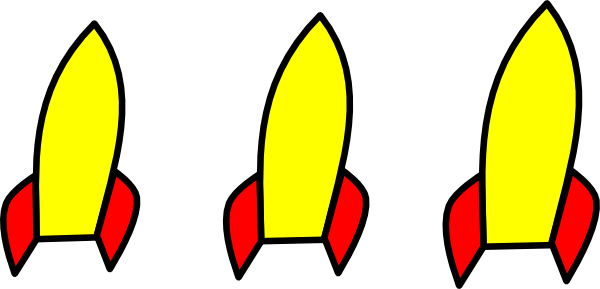 3 Rockets Clip Art - Clip Art (600x289)