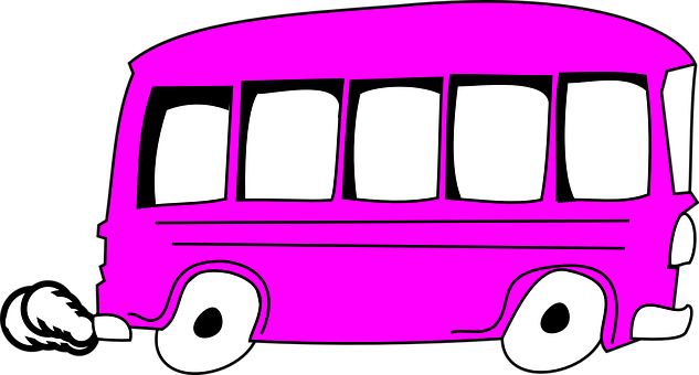 Bus School Bus Pink Transportation Vehicle - Bus Clip Art (633x340)