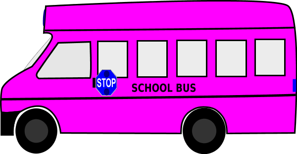 Pink Bus Clipart - School Bus Clip Art (600x311)